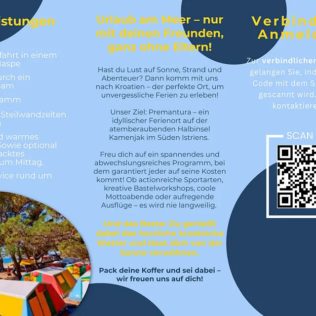 Flyer für die Jugend-Sommerfreizeit nach Kroatien 2025. drei.