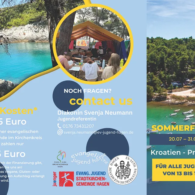 Flyer für die Jugend-Sommerfreizeit nach Kroatien 2025. zwei